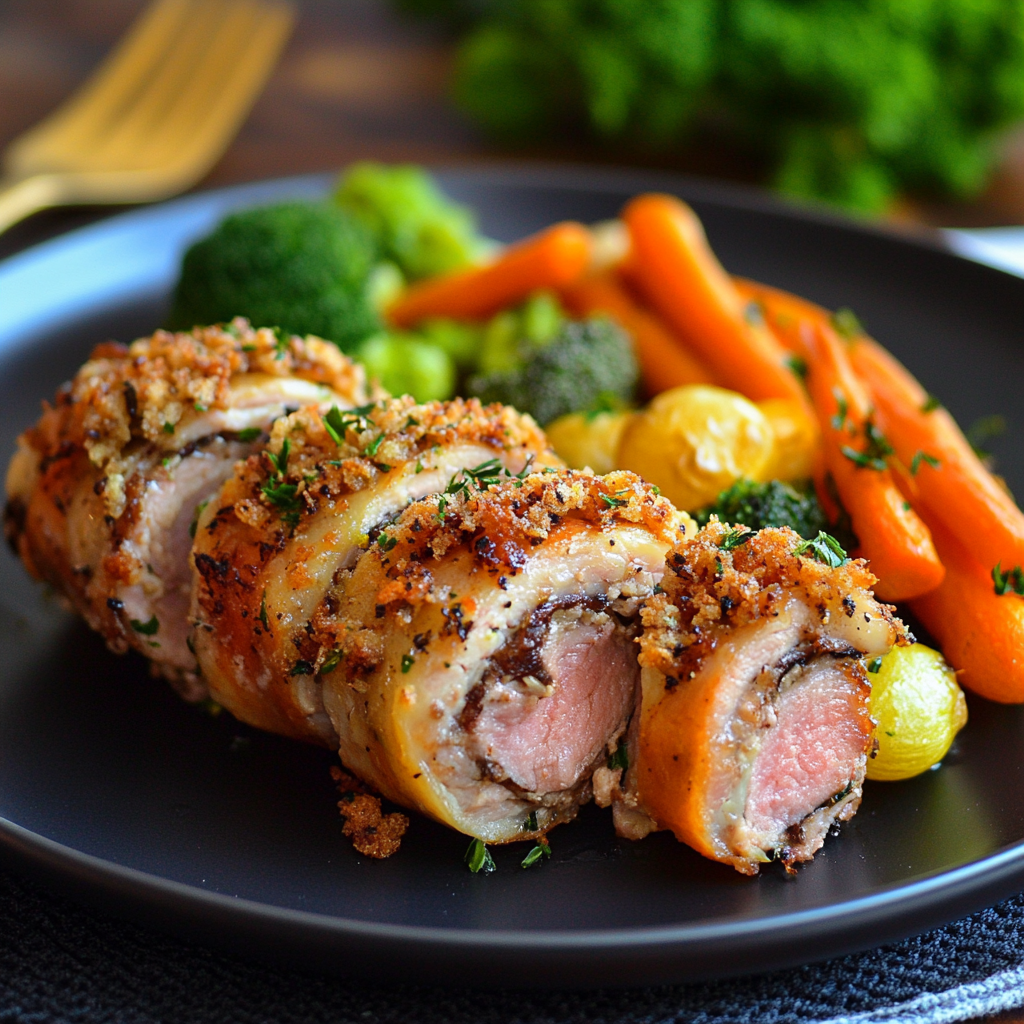 Cordon bleu et légumes rôtis