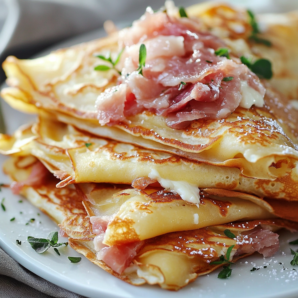 Crêpes Salées au Jambon et Fromage