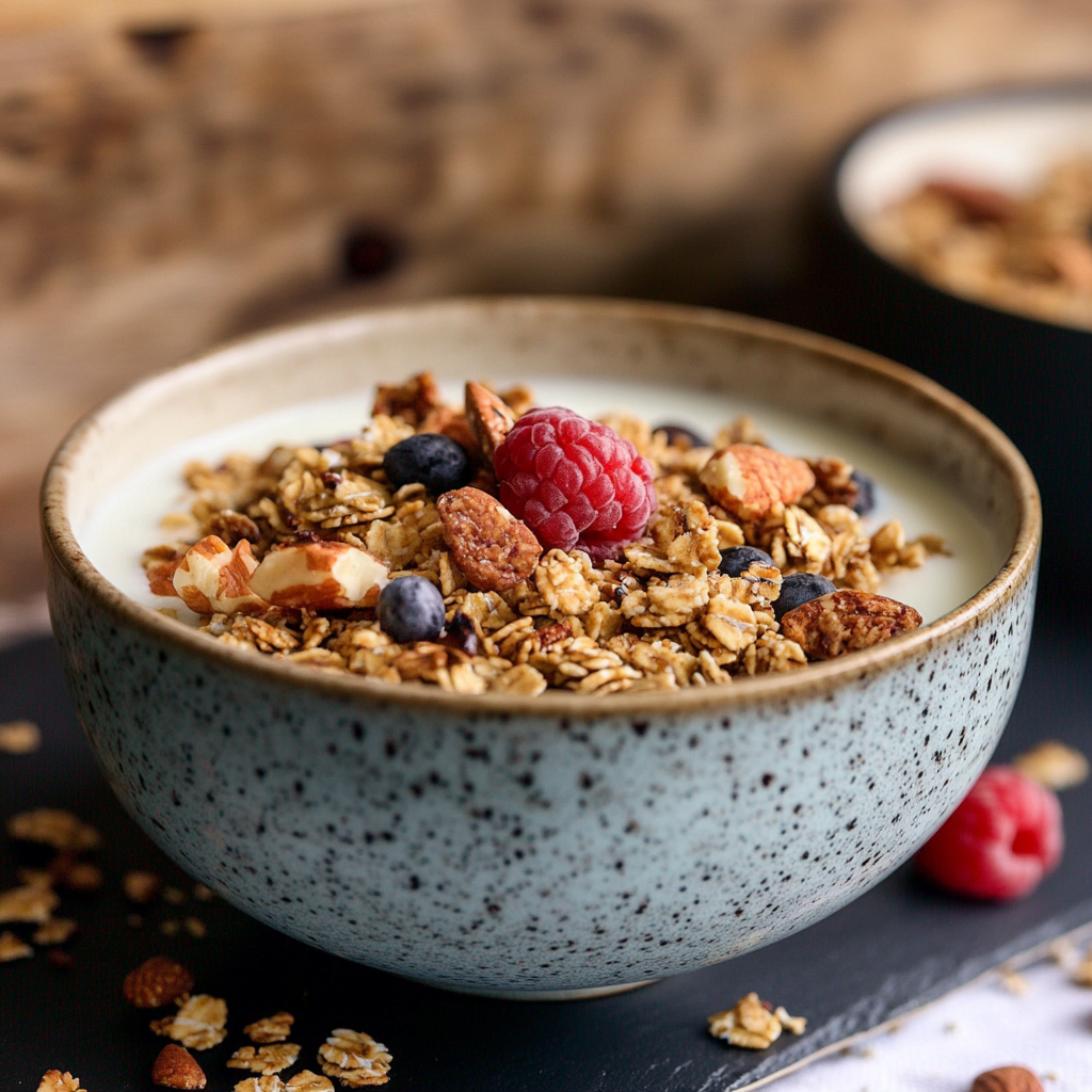 Granola Maison avec Lait ou Yaourt : La Recette Parfaite pour un Petit-Déjeuner Sain et Délicieux