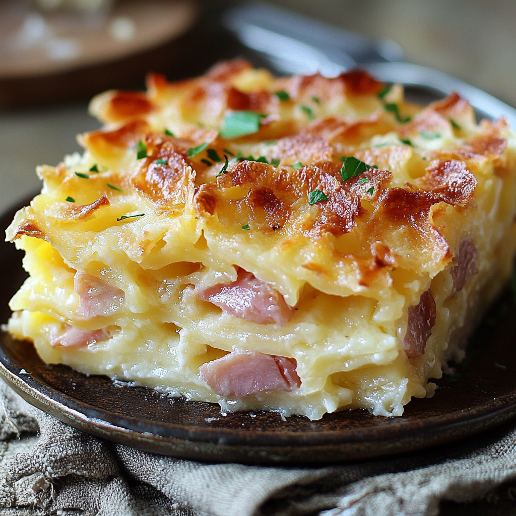 Gratin de pâtes au jambon