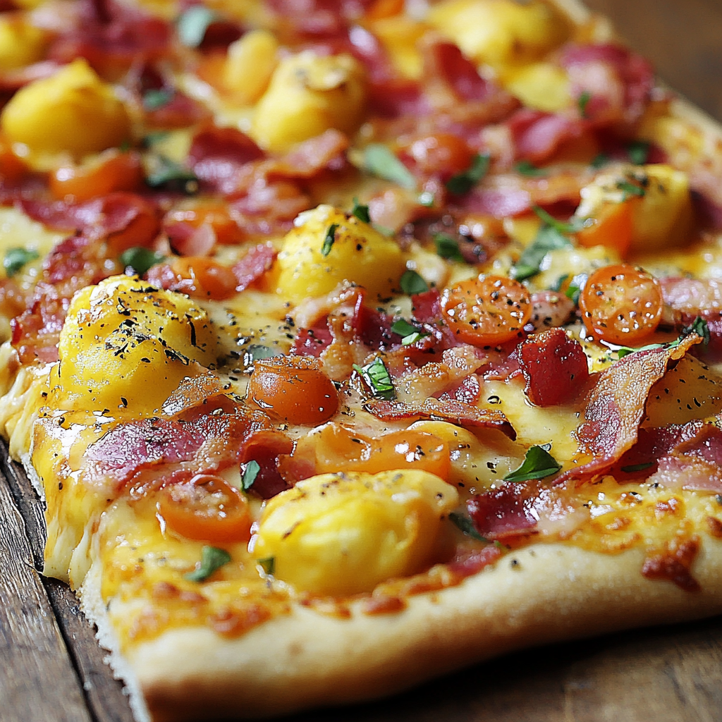 Pizza Déjeuner aux Œufs et Bacon