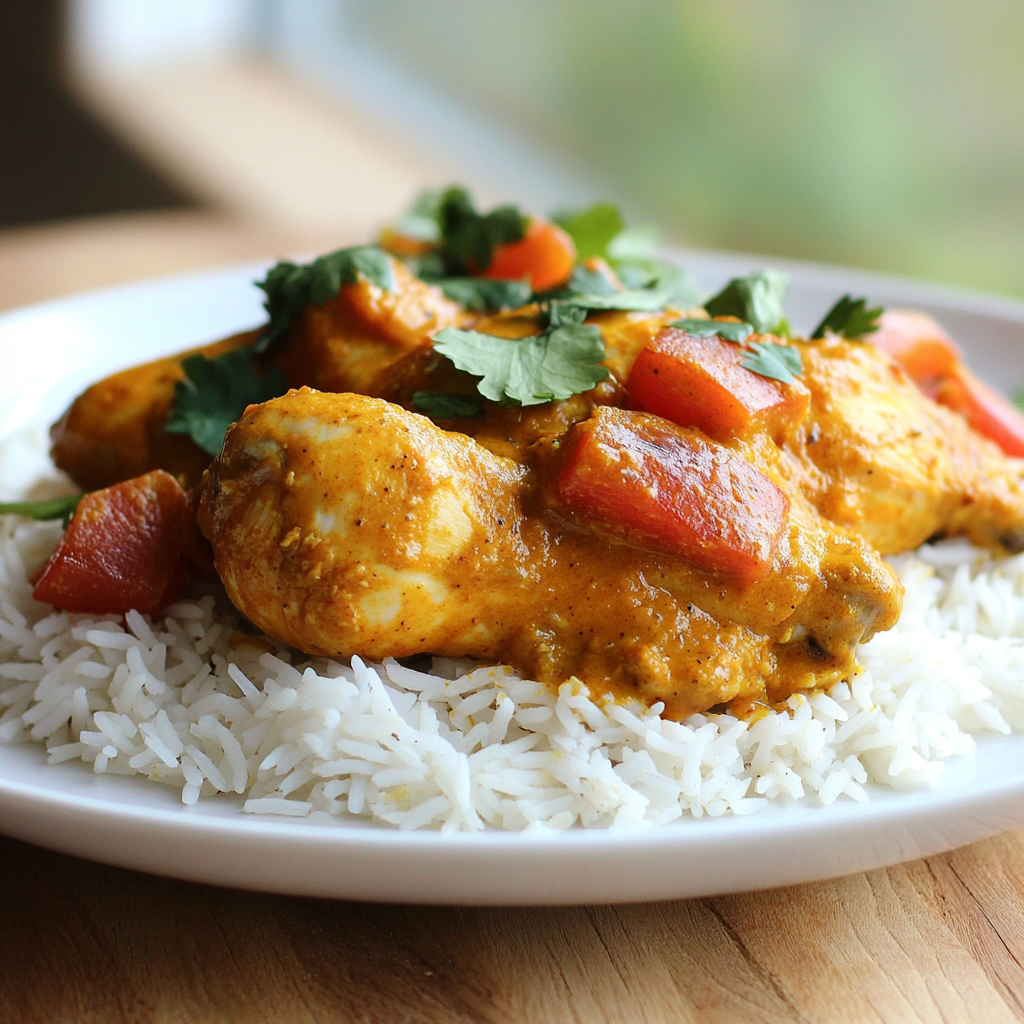 Poulet au curry et riz basmati