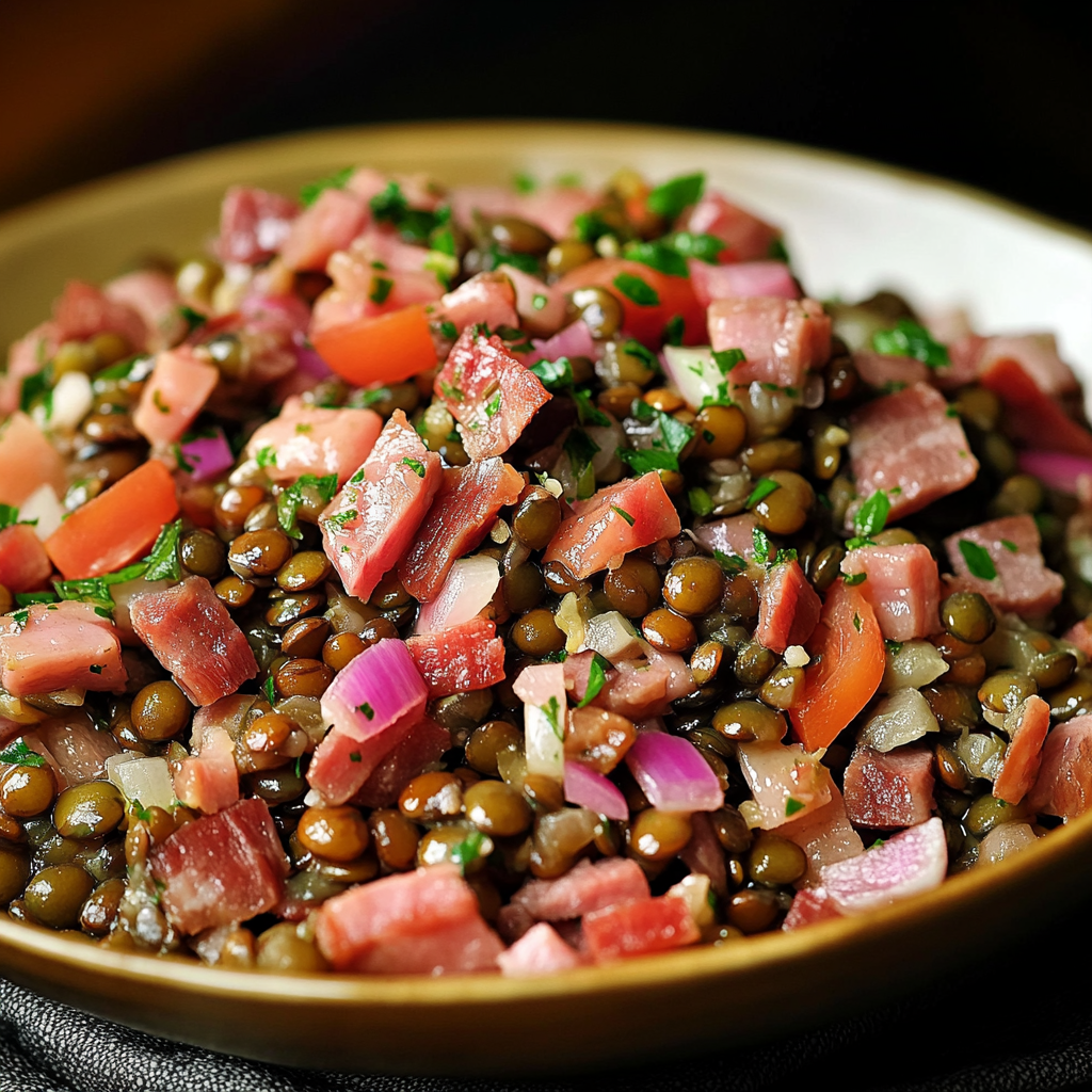 Salade de lentilles et lardons